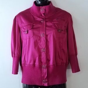 OUTER EDGE Pink Crop Bomber Jacket JR XL